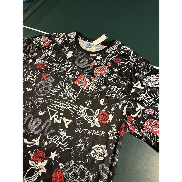 Fresh Prints Of Bel Air All Over Graphic T-Shirt 3XL Skull Art Floral Tattoo - Picture 1 of 5